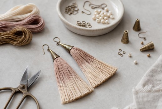 Creating Tassel Earrings with Embroidery Floss and Metal Cones