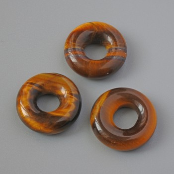 Donut bead of Tiger's Eye natural stone, 15x4 mm, hole diameter 5.2 mm+