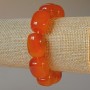 Orange Agate Bracelet with Natural Stone Slab, 15x19 mm, 18 cm length (stretch)