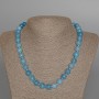 Aquamarine Necklace with natural stone, smooth beads, 10mm diameter ±, length 49 cm+