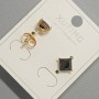 Xuping stud earrings with a black crystal, 6 mm diameter, 18K gold plating
