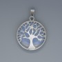 Tree Pendant with Moonstone, 27 mm diameter, 37 mm length, in a silver setting
