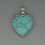 Heart pendant Turquoise (artificial), diameter 26×26mm ±, length 36mm ± in a silver-toned setting