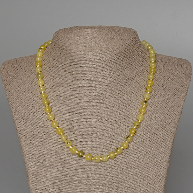 Necklace Yellow Turquoise (single piece) smooth bead, diameter 6.5 mm ±, length 48 cm ±