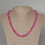Raspberry Tourmaline Necklace with Smooth Beads, 8mm Diameter, 47cm Length