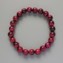 Raspberry Cat's Eye Bracelet with natural stone, smooth beads, 8 mm diameter, 18 cm length (stretch)