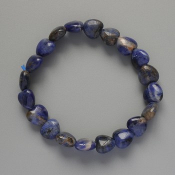 Bracelet "Heart" from Sodalite, natural stone, diameter, diameter 10x9, 5x5mm+-, length 18cm+- (stretch)