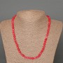 Raspberry Tourmaline Necklace with Natural Faceted Cubes, 5 mm Diameter, 49 cm Length