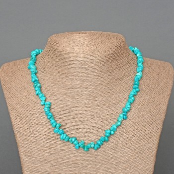 Howlite Necklace Turquoise-Toned Chips, 7x4 mm, Length 47 cm