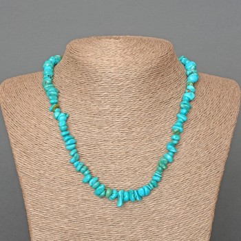 Howlite necklace, turquoise-dyed, chip beads, 8x4 mm, length 47 cm