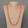 Beaded necklace with tinted rose quartz chips, bead diameter 8x4 mm, length 57-62 cm+-