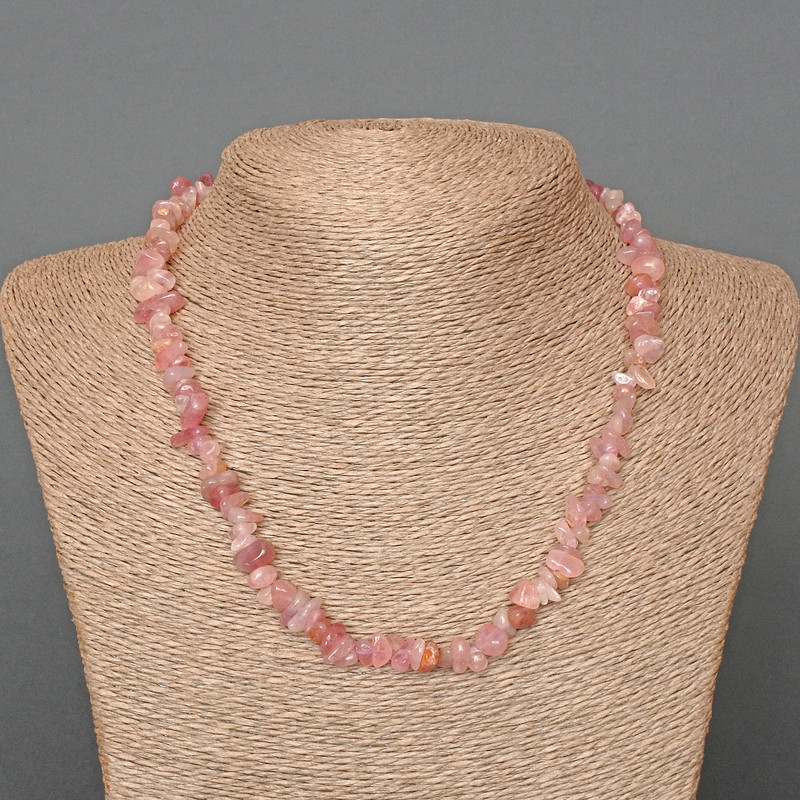 Tourmaline Quartz Necklace, Natural Stone Chips, 8x3 mm, Length 47 cm
