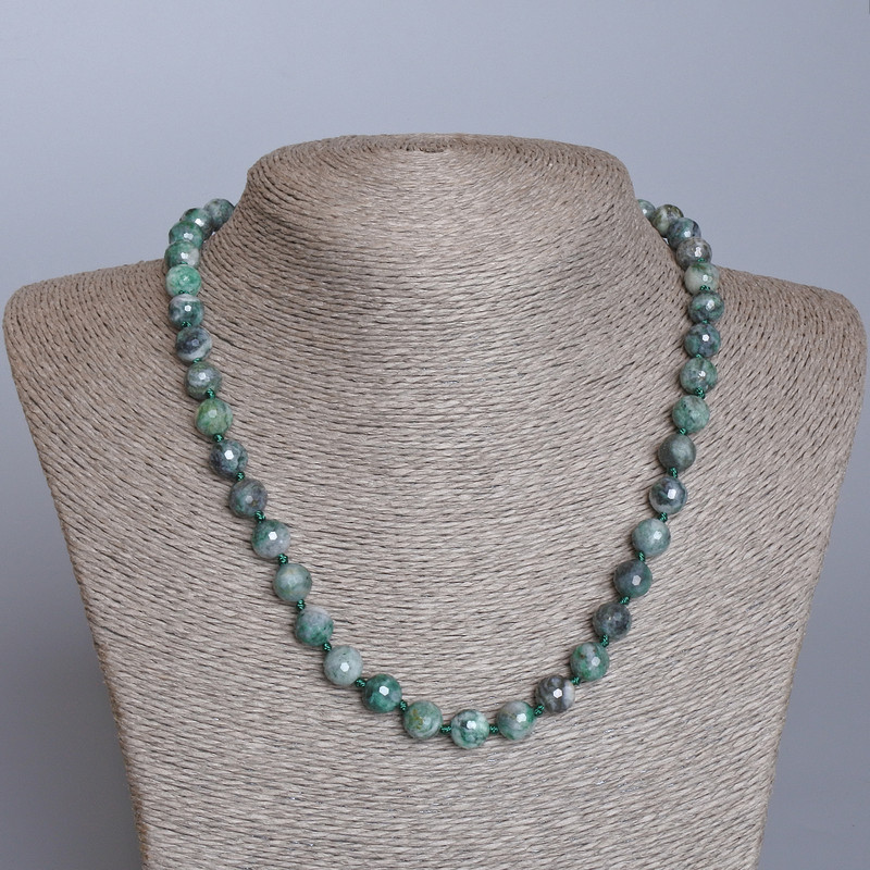 Lepidolite Necklace with natural stone, faceted bead, 8.5 mm diameter, 49 cm length