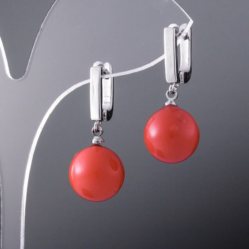 Elegant Mallorca Earrings Orange Ball 12mm English Clasp