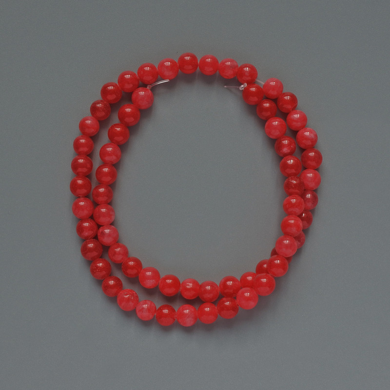Tourmaline Beads (Artificial) Smooth Round 6mm, about 38 cm long on Beading Thread