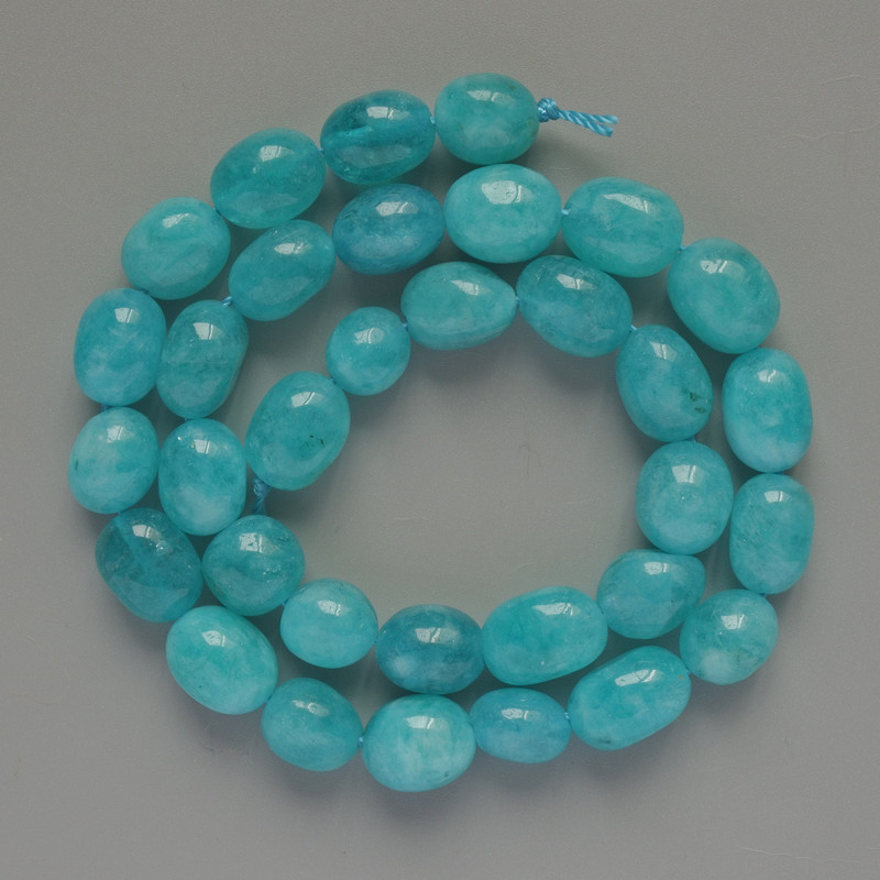 Aquamarine Beads, Natural Stone Briolette, Diameter 9×12 mm, Length 38 cm on Thread