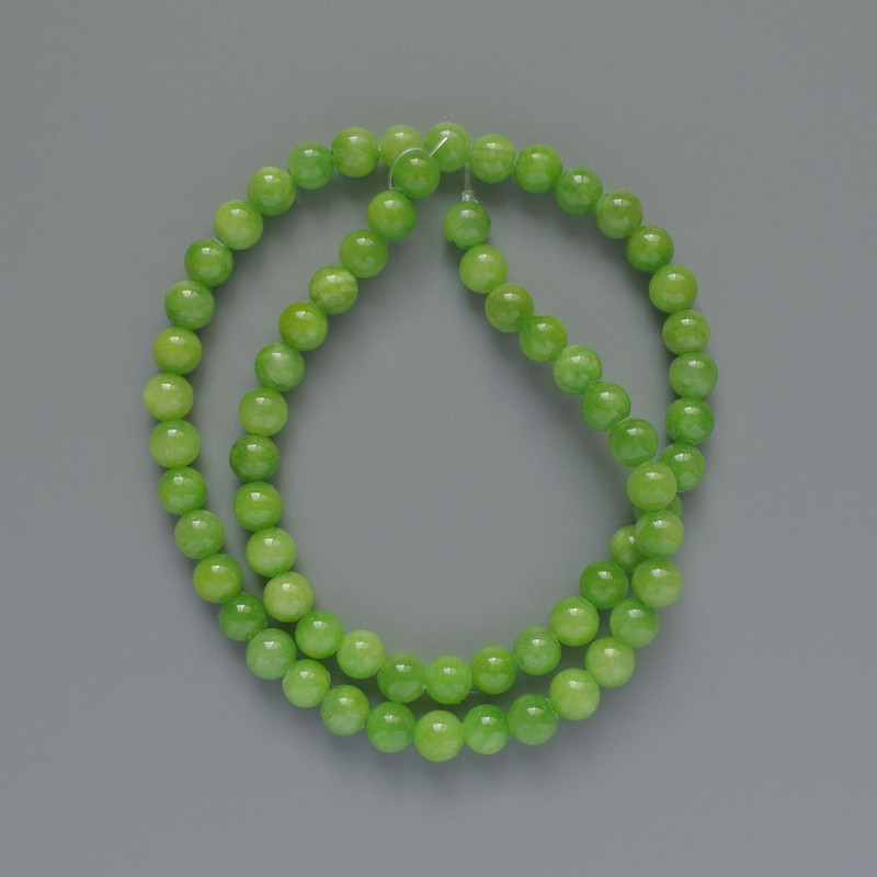 Onyx beads, smooth round balls, 6.5 mm diameter, 40 cm strand on beading wire