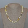 Yellow Opal Necklace with Natural Stone, Smooth Beads, Diameter 10.5 mm, Length 49 cm
