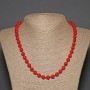 Natural Coral Necklace with Smooth Round Beads, 9 mm Diameter, 45 cm Length