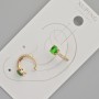 Kaf Xuping with a Green Crystal and White Rhinestones, Diameter 13×5 mm, 18K Gold Plated