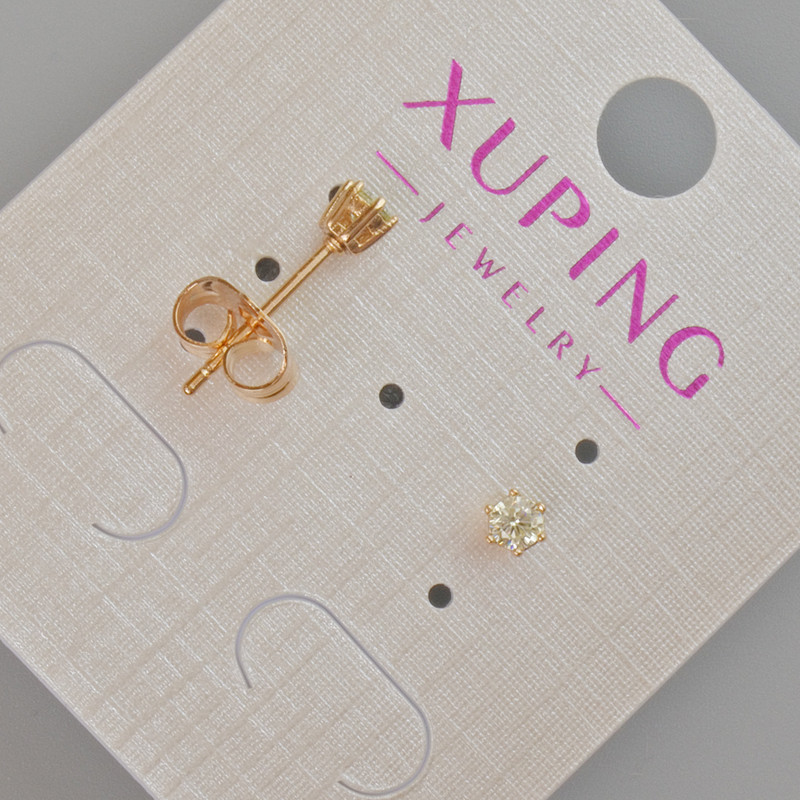 Xuping Stud Earrings with Yellow Crystal, 4 mm Diameter ± 18K Gold Plating