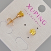 Xuping Yellow Crystal Stud Earrings, 6 mm Diameter, 18K Gold Plating