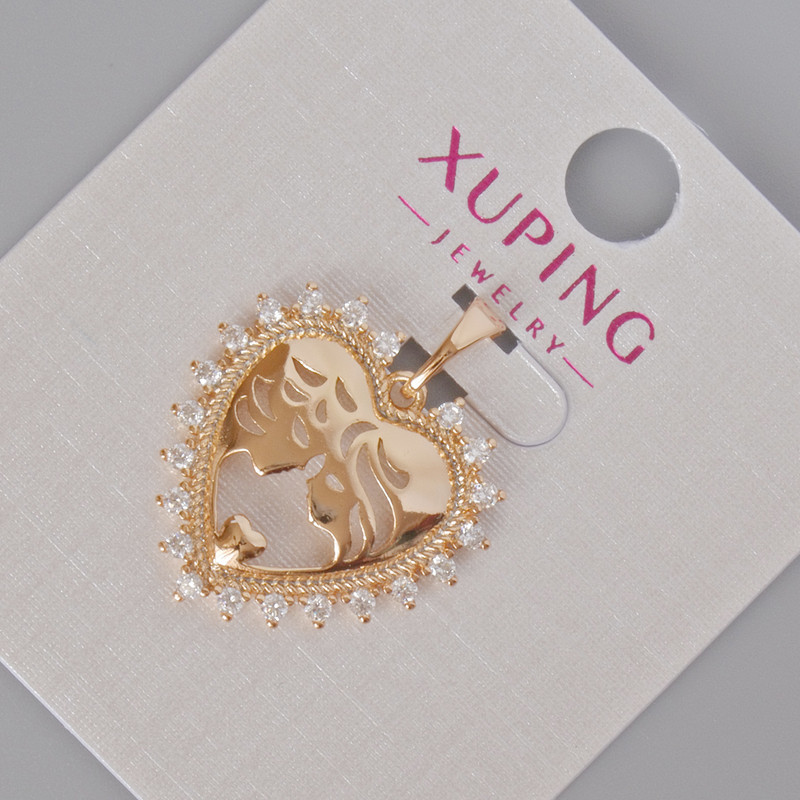 Кулон Xuping "Серце" з білими стразами, діаметр 24х21мм+- Позолота 18К