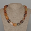 Brown Agate Natural Stone Necklace with Rectangular Bar Beads, 16x19 mm, Length 53 cm ±