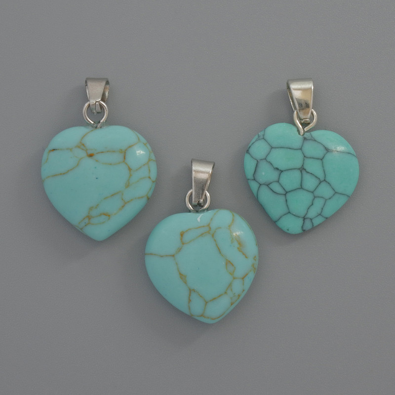 Heart Pendant Turquoise (artificial), diameter 15x15x6mm ±, length 23mm ±