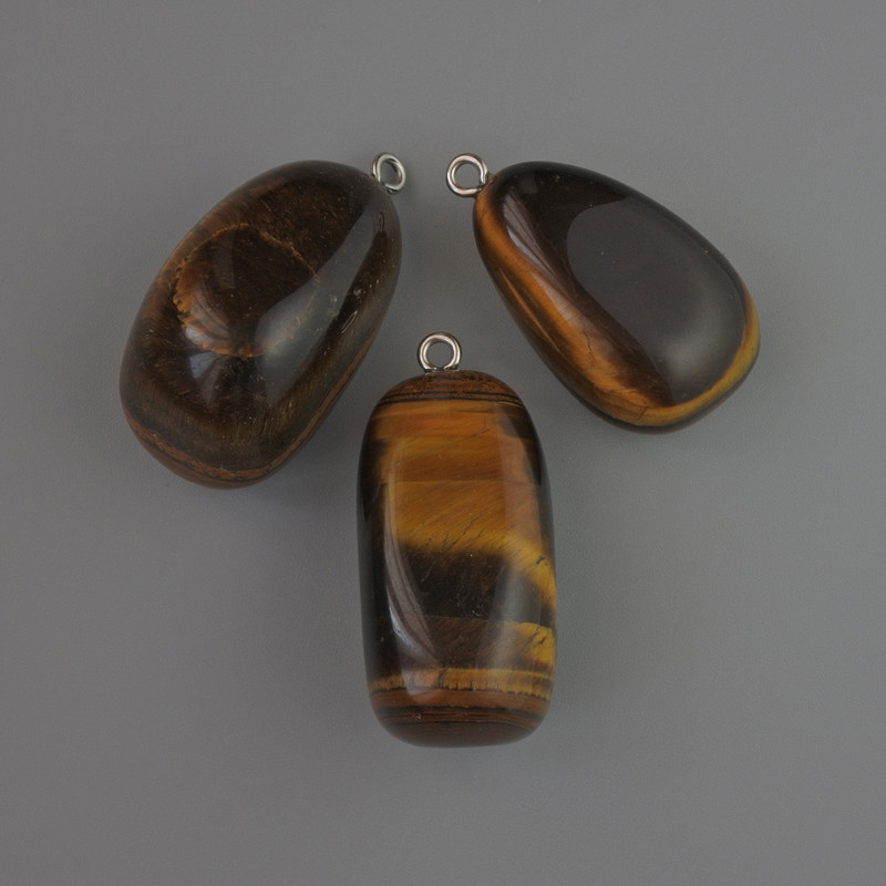 Clearance! Tiger's Eye Pendant, natural stone, diameter 35×17 mm+