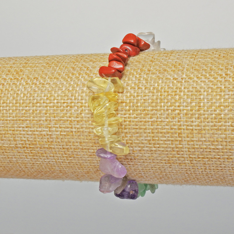 Assortment Natural Stone Chips Bracelet, 7×4 mm diameter, 18 cm length (stretch)
