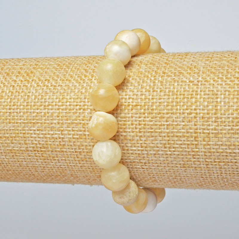 Yellow Agate Bracelet (pressed) smooth beads, 10 mm diameter + -, length 18 cm + - (stretch)
