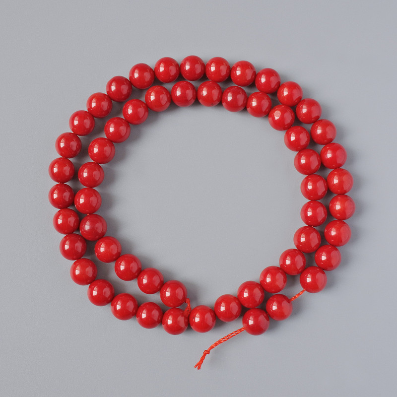Coral Natural beads smooth ball, diameter 7mm +-, length 40cm +- on a string