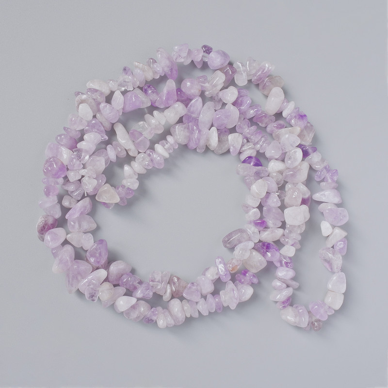 Lavender Amethyst Beads, natural stone chips, 8x4 mm diameter, 80 cm length on thread