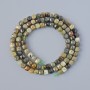 Grossular beads (green garnet) natural faceted cube-cut gemstone, 4 mm diameter, 39 cm length on thread