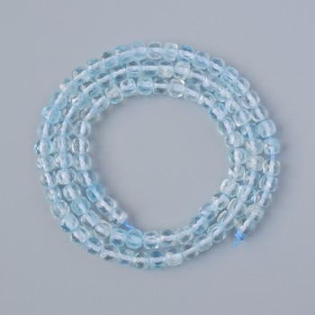 Topaz Beads, Natural Stone, Faceted Cube, 4 mm diameter, 40 cm length on thread
