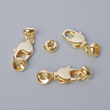 Carabiner Clasp, 13.5×7 mm, length 2.5 cm, gold-tone metal, 1 pc
