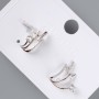 Earrings 'Lightning' Xuping with White Crystals, diameter 16x16 mm, without a clasp, rhodium-plated
