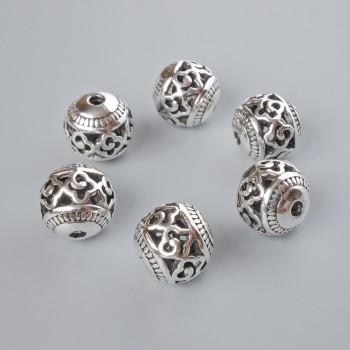 Accessories bead insert, diameter 10.5x11mm, hole diameter 2mm, pack of 5pcs+-, silver metal color
