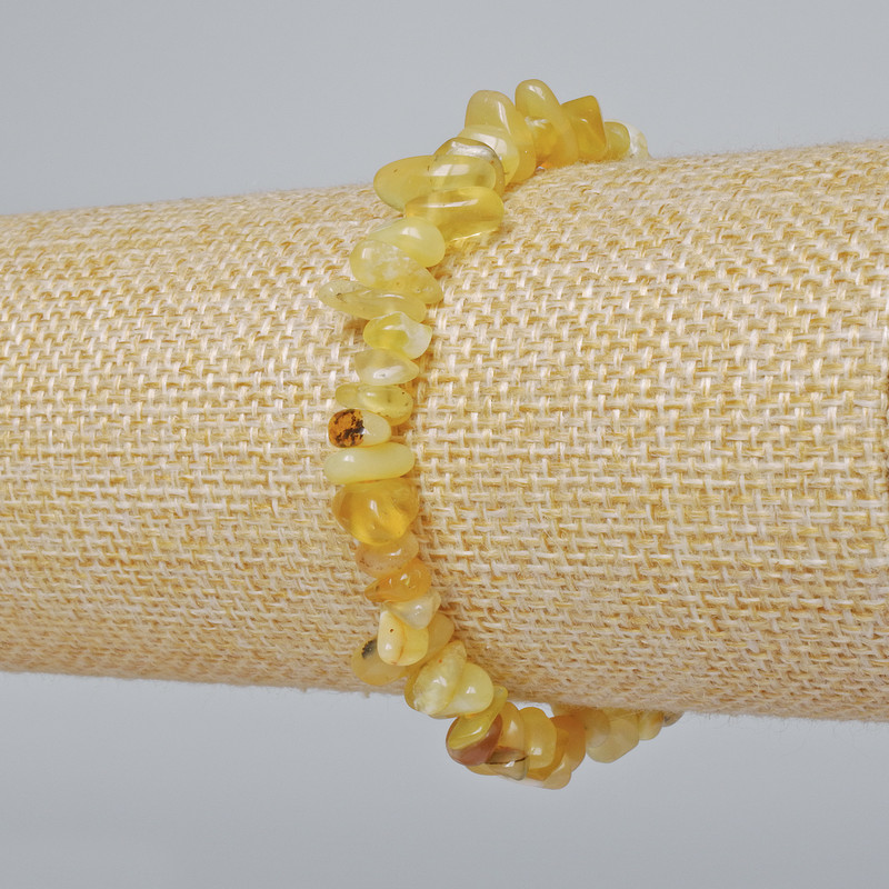 Yellow Opal Bracelet, natural stone chip, diameter 6×3mm+-, length 18cm+- (stretch)