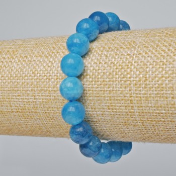 Apatite bracelet, natural stone, smooth bead, 10mm diameter, 18cm length, stretch