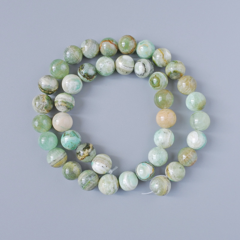 Chrysoprase Beads (Acrylic) Smooth Spheres, 10 mm Diameter ±, 40 cm Length ±, On Beading Wire
