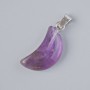 Clearance! Pendant "Moon" natural amethyst stone, diameter 18×10 mm+-, length 26 mm+-