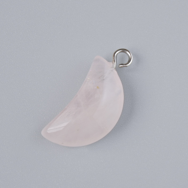 Moon Pendant with Pink Quartz, natural stone, diameter 17×10 mm ±, length 25 mm ±