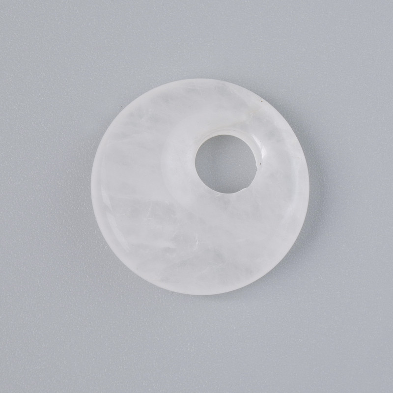 Donut pendant (bagel) Rock crystal natural stone, diameter 18×5 mm, hole diameter 5 mm