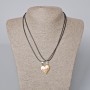 Pair pendants 'Heart' on magnet, red and gold enamel 24x22mm + -, length 45-50cm+
