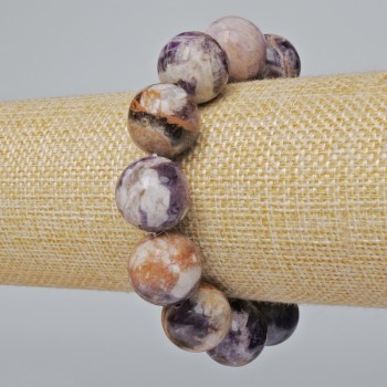 Amethyst bracelet natural stone smooth ball, diameter 16mm+-, length 18cm+- (stretch)