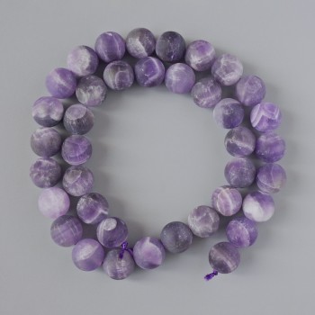 Amethyst Beads Matte Natural Stone Smooth Round Bead, 10 mm Diameter ±, 39 cm Length ± on Thread