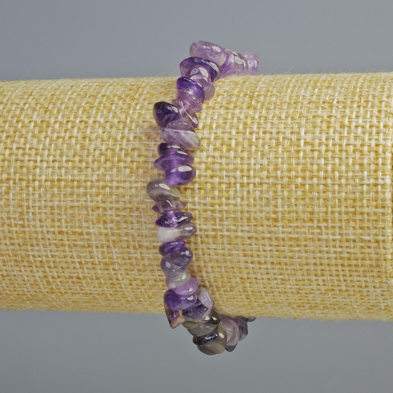 Amethyst bracelet, natural stone chips, diameter 7x4 mm, length 18 cm (stretch)