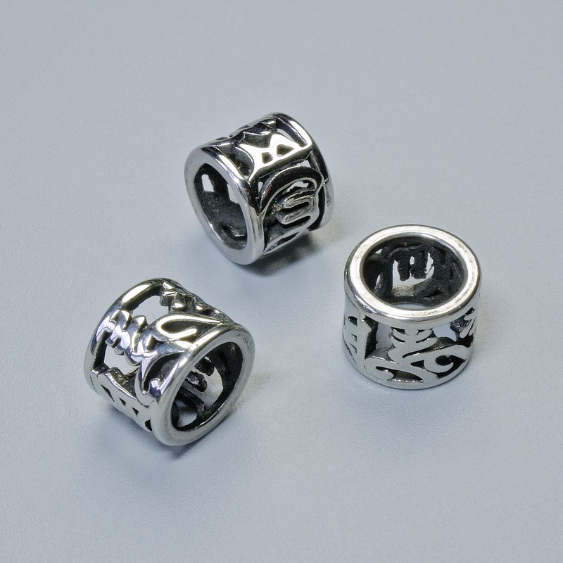Bead-Insert Finding, Diameter 6.5×8 mm, Hole Diameter 5.9 mm, Silver Metal Color, 1 piece